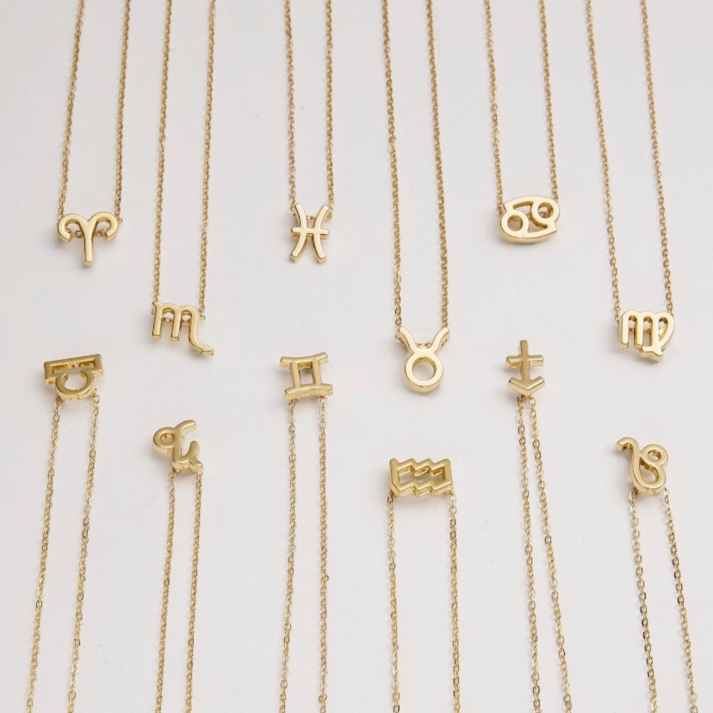 Zodiac Sign Gold Necklace 16”